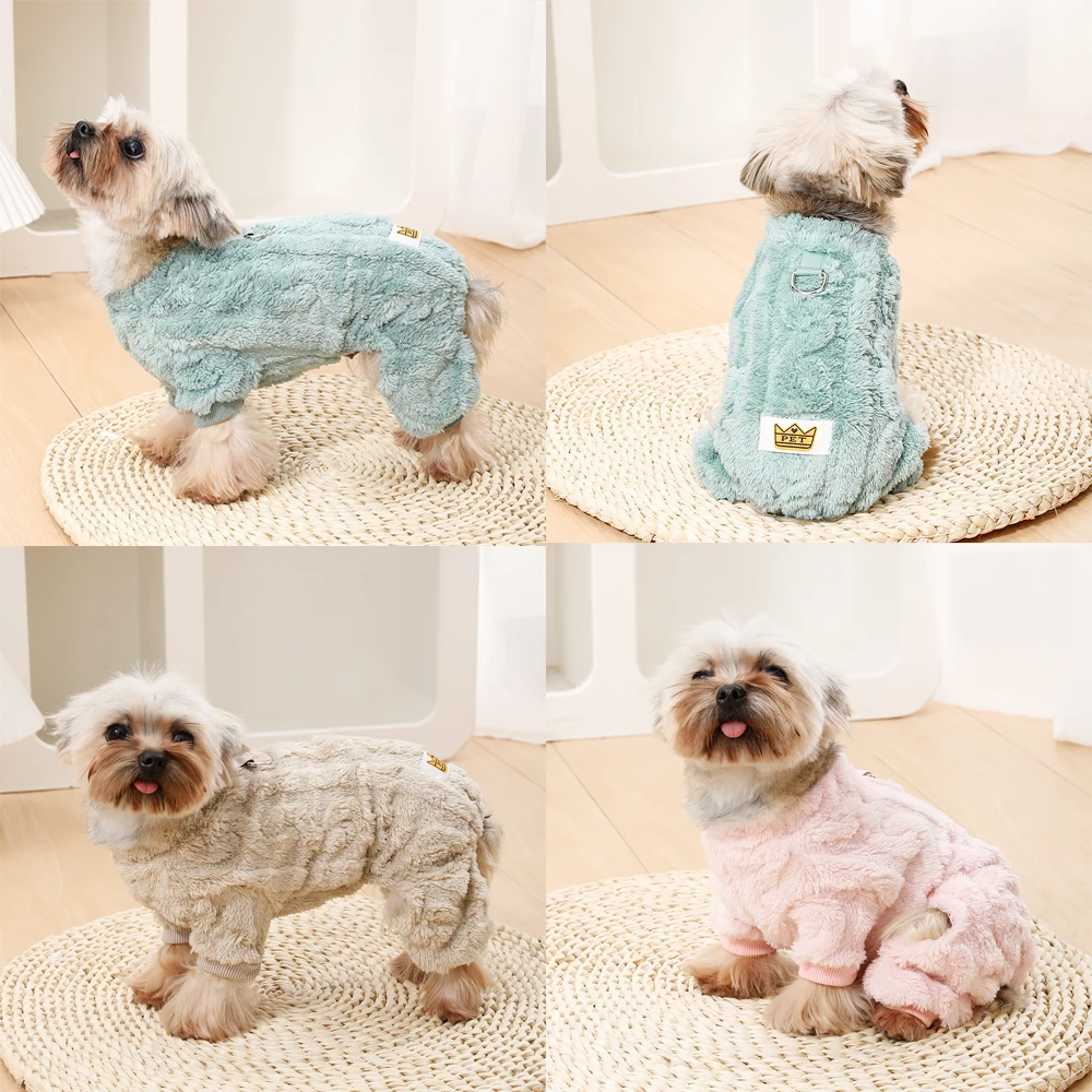 Winter Fleece Dog Jumpsuit Soft Warm Puppy Sweater Pajamas for Small Medium Dogs Chihuahua French Bulldog Overalls Pet Clothing - imagen 5