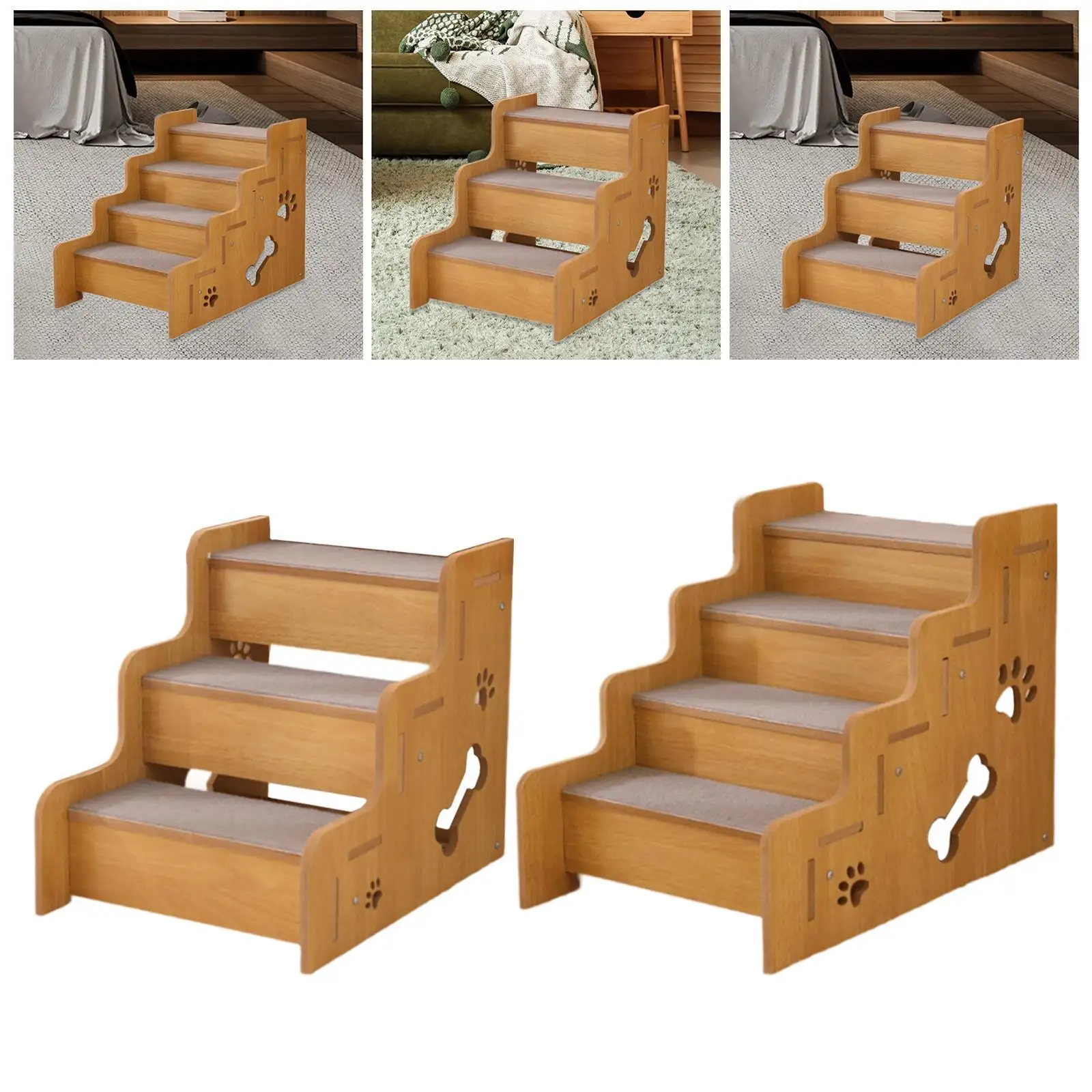 Dog Stair Stable Lightweight Portable Wooden Pet Stair for Cars Couch Bed