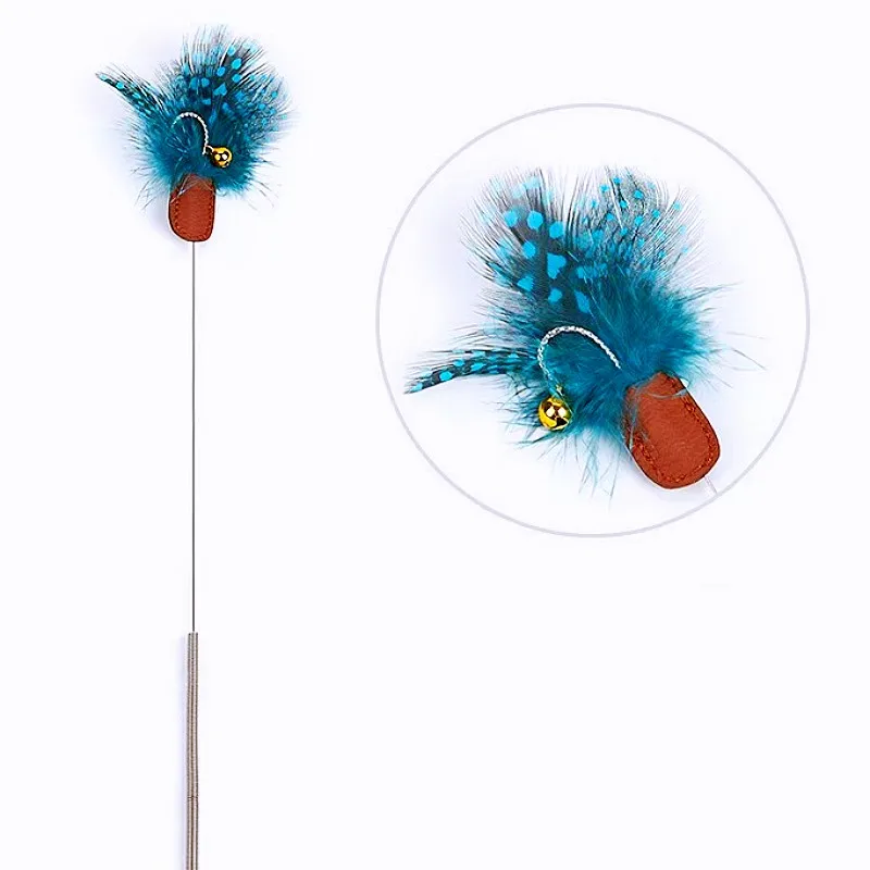 Juguete para gatos, palo de plumas, juguetes para gatos, palos interactivos de primavera, juguetes para gatos, juguete divertido para gatos con plumas y campana, productos para mascotas - imagen 5