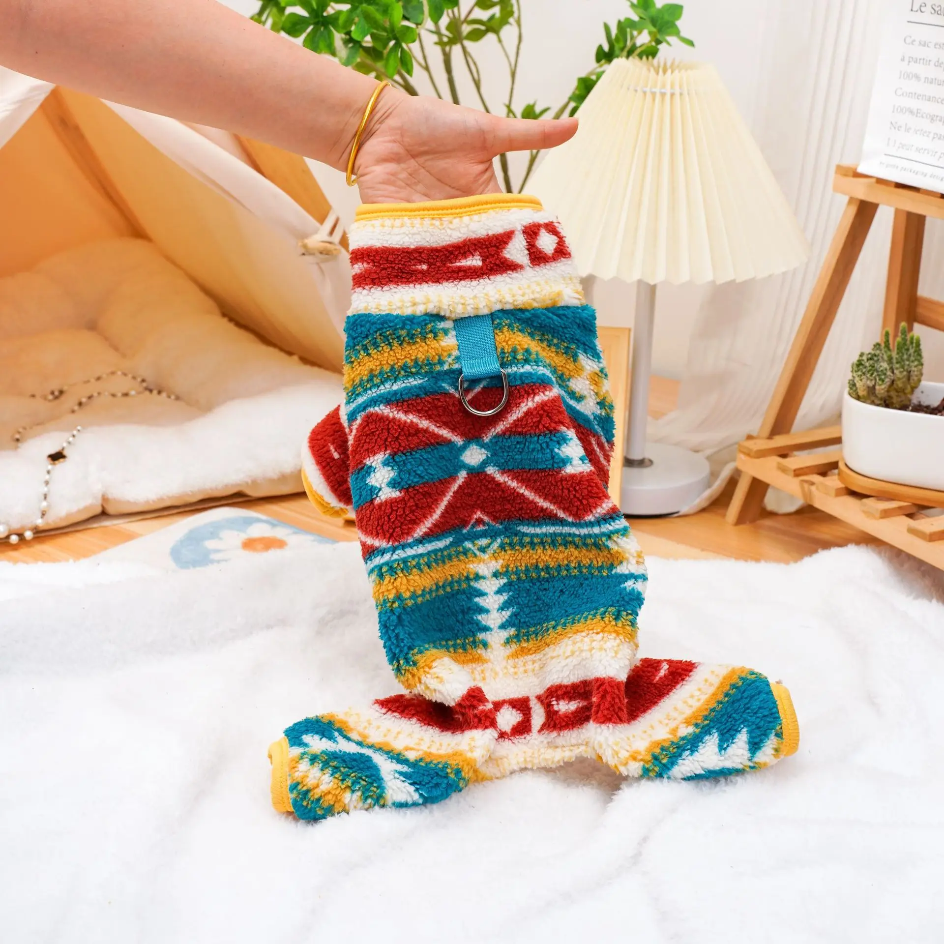 Mono de lana de cordero para mascotas, pijamas para perros y gatos pequeños, ropa de felpa de cuatro patas, oso de peluche, perro pequeño, Otoño e Invierno - imagen 4