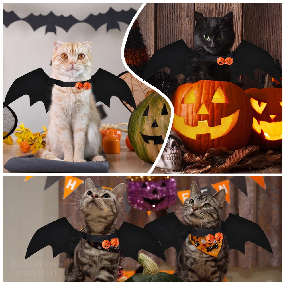 Disfraz de arnés de araña con alas de murciélago negro para mascotas, ropa bonita de Halloween, disfraz de gato y perro, suministros para fiestas de Halloween - imagen 4
