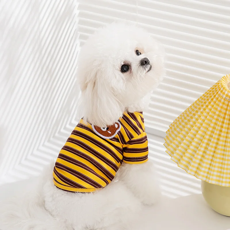 Camisa básica a rayas para otoño/invierno, ropa para el hogar, camiseta a rayas para gatos, ropa para cachorros de dos patas para perros pequeños de peluche - imagen 2