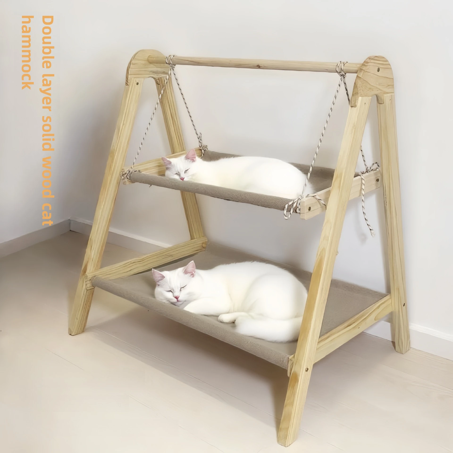 Marco de escalada para gatos, cápsula espacial de madera maciza, hamaca columpio para gatos, nido de seguridad para mascotas de doble capa, nido para cachorros, nido cálido para invierno para mascotas