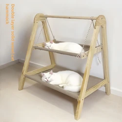 Marco de escalada para gatos en madera con hamaca y nido cálido