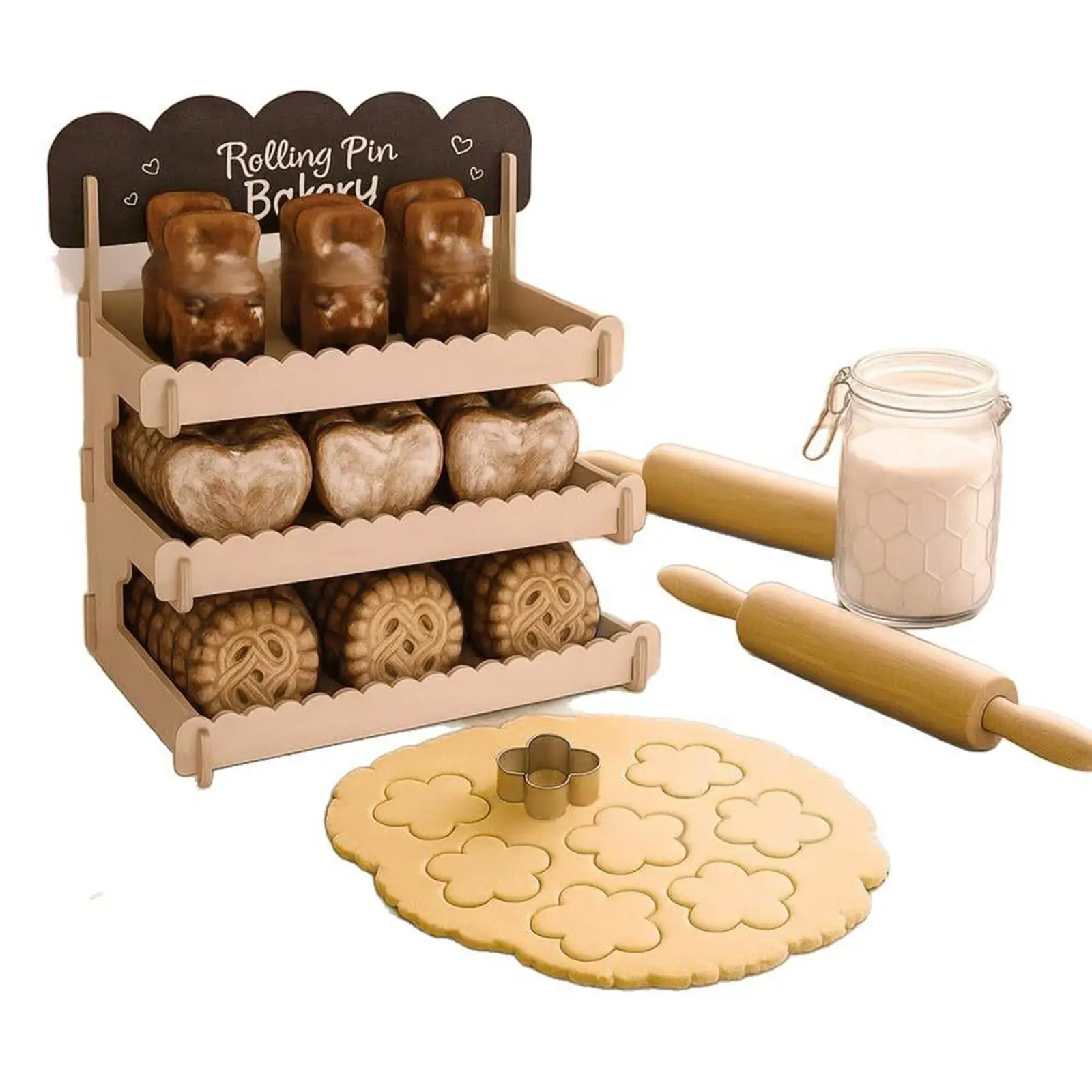 Wooden Display Rack Storage Rack 3-tier Large Capacity Multifunctional Gifts Cupcake Stand for Candy Farmers Market Snack