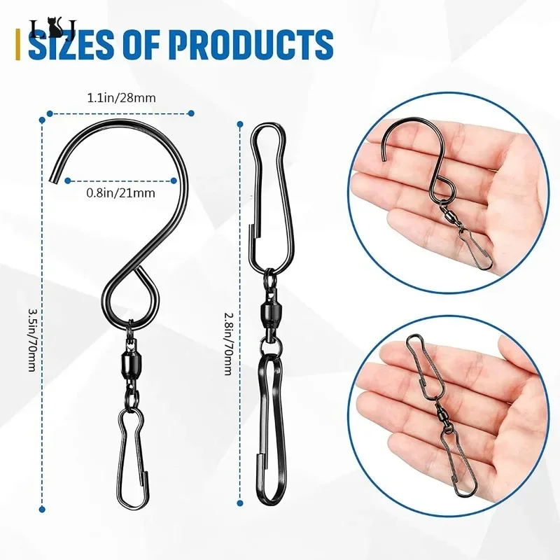 Ganchos giratorios para colgar viento, hilanderos giratorios de acero inoxidable de 360 grados, campanas de viento, torsión de cristal, herramientas de fiesta, 1/5 Uds. - imagen 4