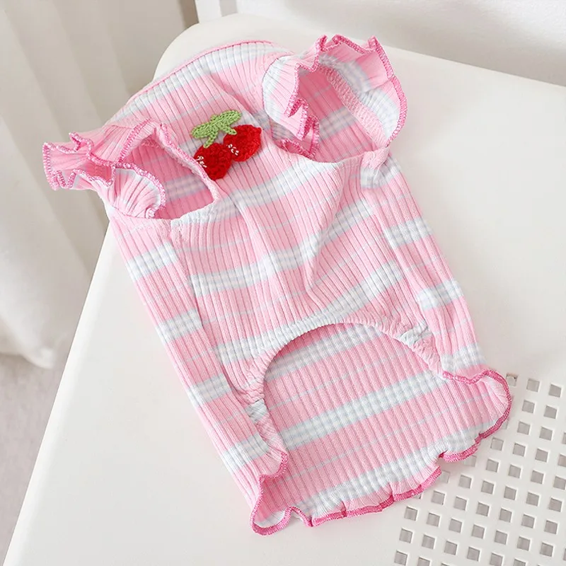 Camisa a rayas cerezas para perro pequeño Chihuahua y Bichón - imagen 3