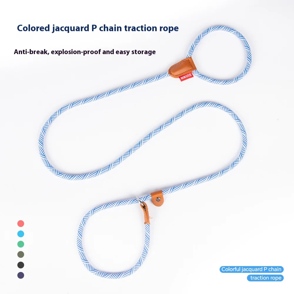 Correa de perro antiescape de primera calidad, diseño Jacquard coreano para razas pequeñas y medianas, cadena P sin extracción con Clip de seguridad, adorno reflectante