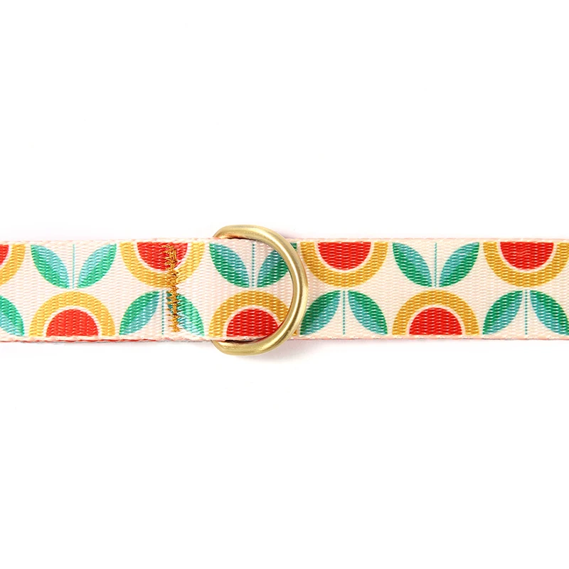 PLATTCO-collar ajustable con correa para perro con estampado de nailon, productos para mascotas, placa con nombre grabada personalizada, suministros para mascotas, té de flores PDC351 - imagen 3