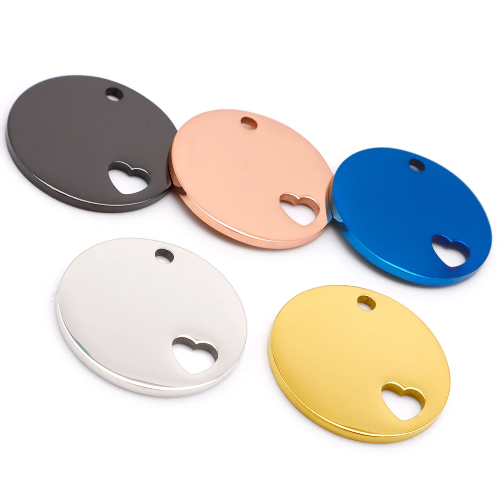 KIYUE 20 Uds. Etiqueta de identificación de perro mascota corazón de acero inoxidable nombre grabado personalizado teléfono cachorro Collar colgante llavero Accesorios