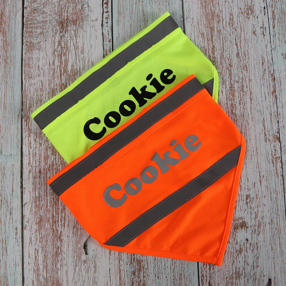 Pañuelo reflectante de seguridad para perros, bufanda personalizada para perros, Collar con estampado gratuito, nombre de mascota para perros pequeños y medianos, accesorios, ropa - imagen 2