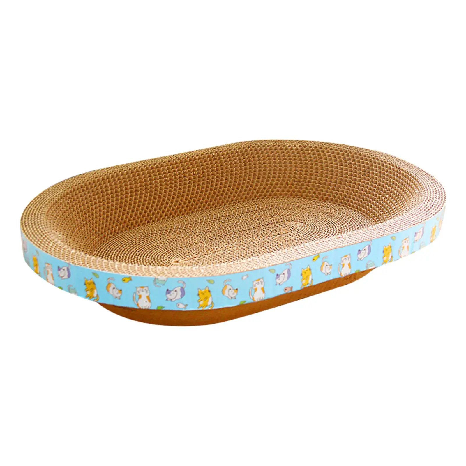 Oval Cardboard Cat Scratcher Bed Scratch Pad Nest Corrugated Scratching Board