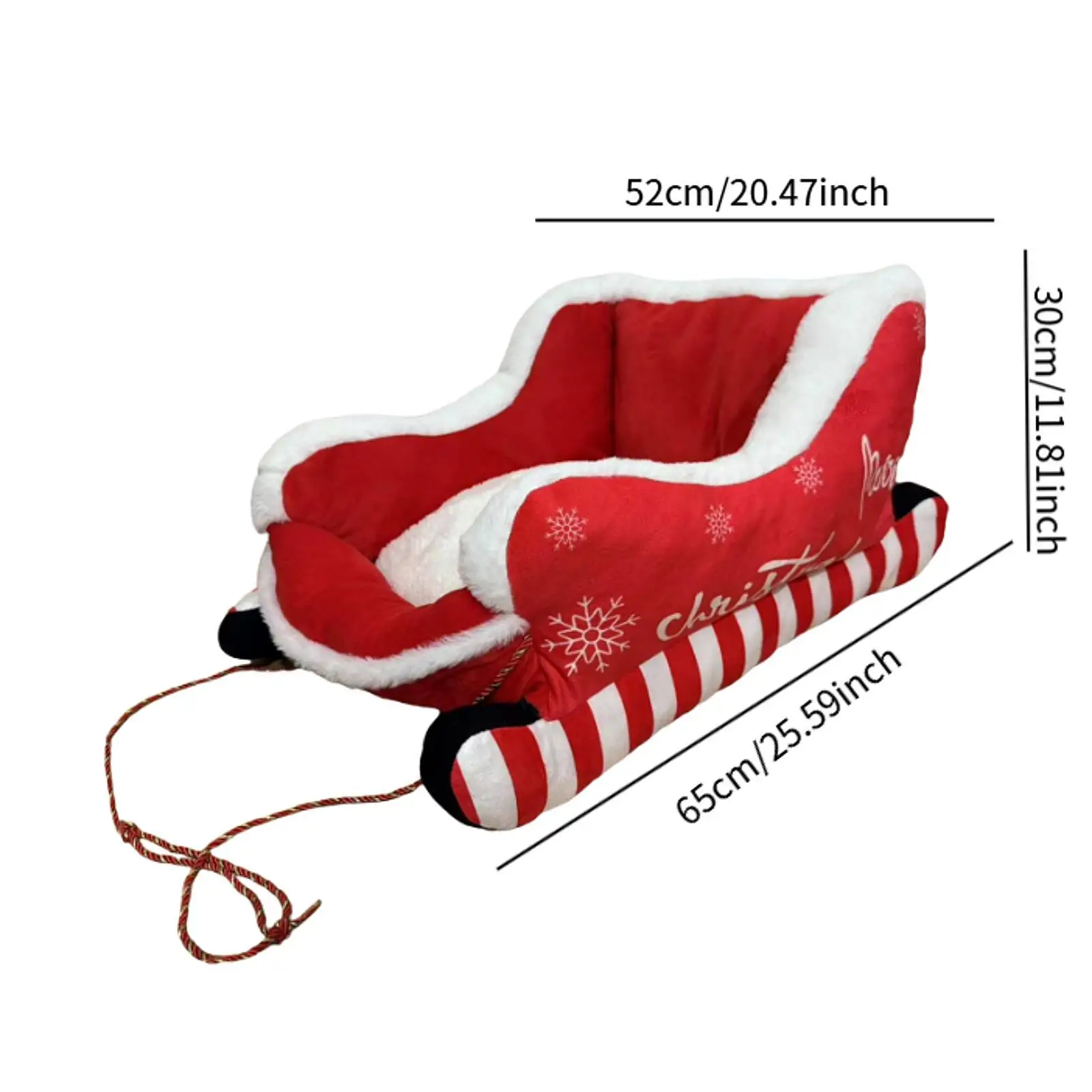 Christmas Sleigh Dog Bed Holiday Decor Pet Sleeping Bed with Non Slip Bottom