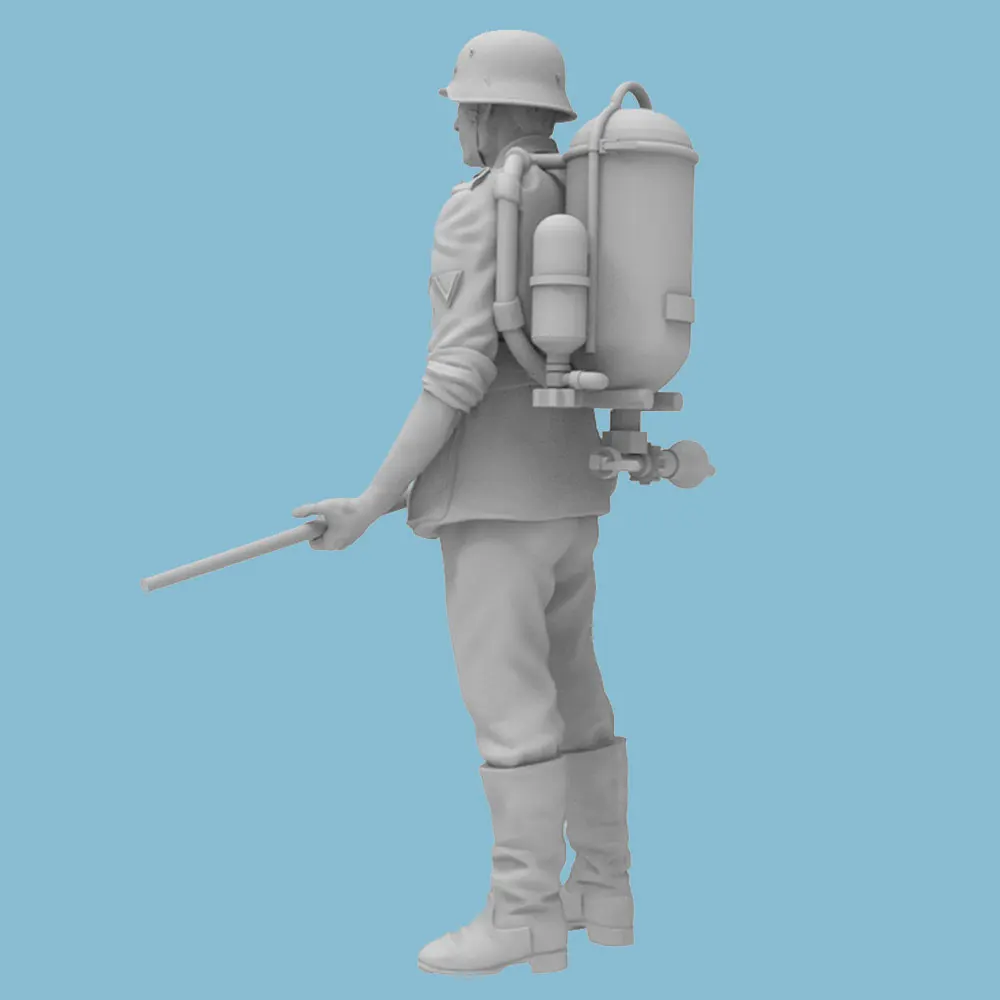 Soldado miniatura lanzallamas Segunda Guerra Mundial resina sin pintar