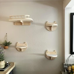 Panel de escalada para gatos en pared con hamaca y columna de sisal