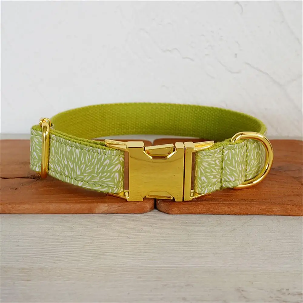 Collar de perro personalizado con grabado gratuito, correa para mascotas a juego, hebilla de Metal de contactos personalizados, Collar para mascotas de pino verde - imagen 2
