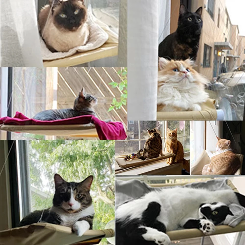 Hamaca para gatos colgante en ventana – Siesta felina y soporte - imagen 4