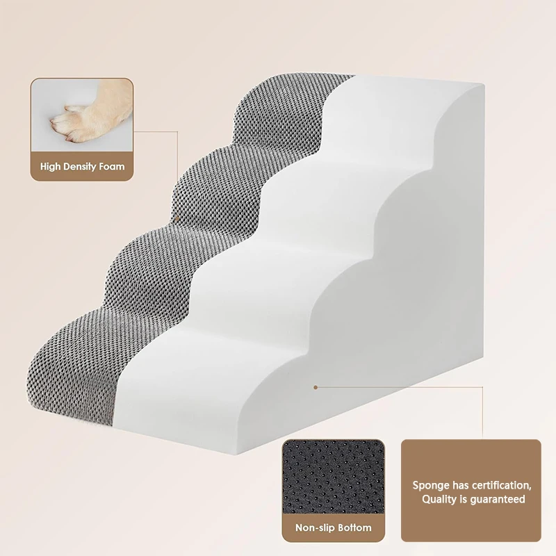 Rampa de escaleras para perros y gatos, escalera antideslizante para mascotas, rampa para perros para cama, escalones para perros, escalera de entrenamiento de 3 niveles, extraíble y lavable - imagen 4