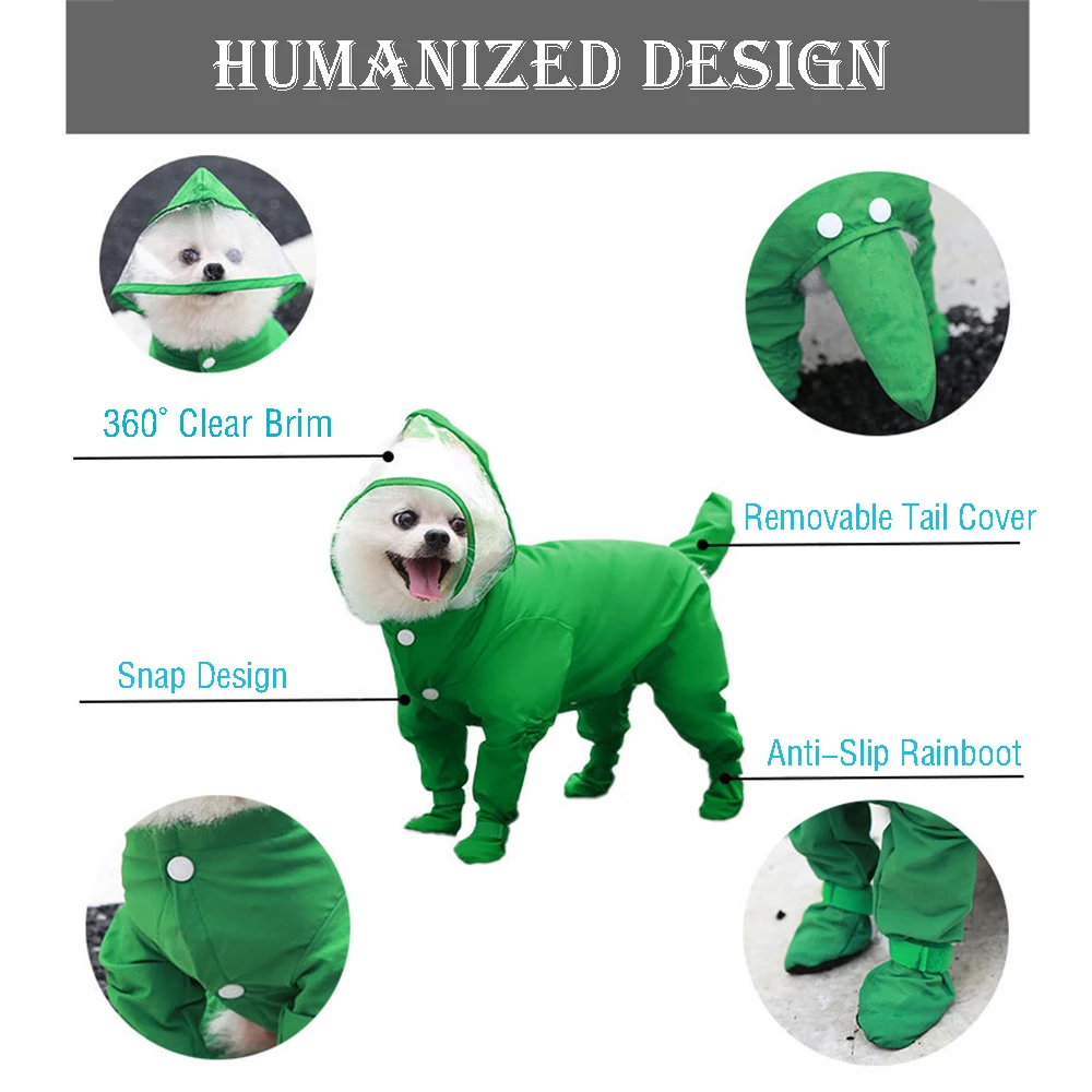 Chubasquero impermeable para mascotas, ropa de una pieza de cobertura completa para perros pequeños, disfraz de Yorkie, Mono para cachorros, abrigos de lluvia para mascotas - imagen 3