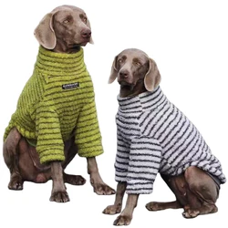 Jersey de lana a rayas para perros medianos y grandes, cuello alto