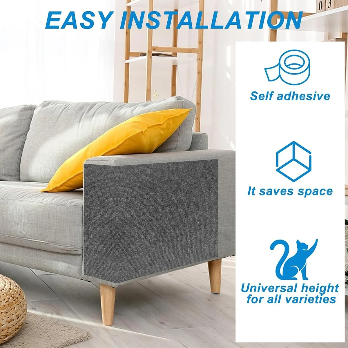 Rascador autoadhesivo para gatos – Protector de muebles sofá y pared - imagen 4