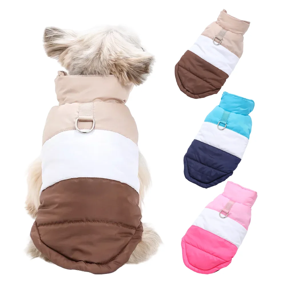 Ropa cálida a prueba de viento para perros con anillo en D, chaqueta de invierno para mascotas para perros pequeños y medianos, trajes impermeables para mascotas, abrigo para Chihuahua y Yorkshire