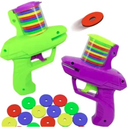 Juego al aire libre de juguete de pistola de disco de espuma para niños, lanzador de disparos de disco volador, juguete interactivo doble para padres e hijos
