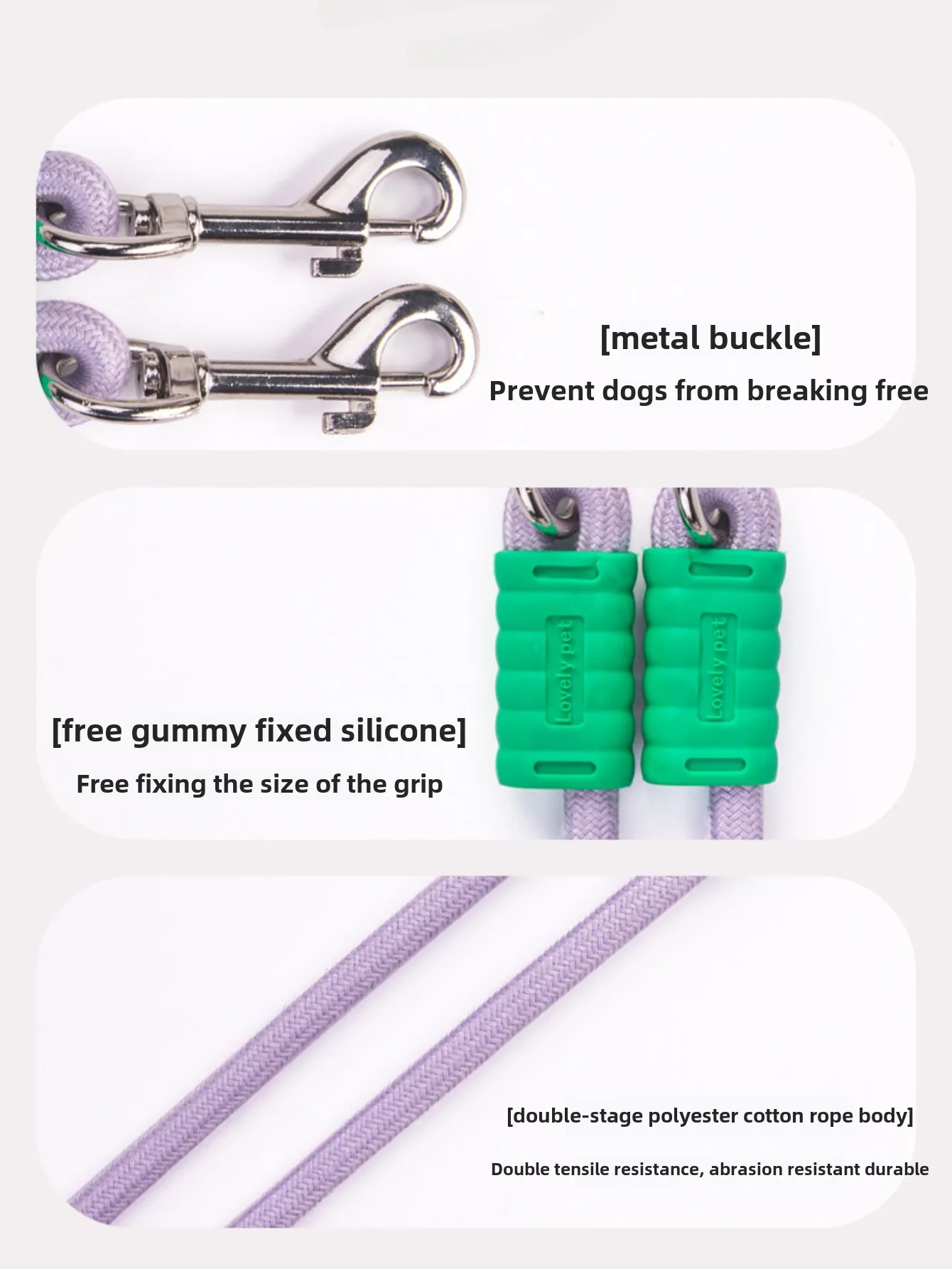 Correa doble para mascotas de 1,5 m, acopladores de 2 vías, correa para perro, cuerda elástica extendida para mascotas, cinturón para adiestramiento al aire libre para dos correas dobles para perros - imagen 3