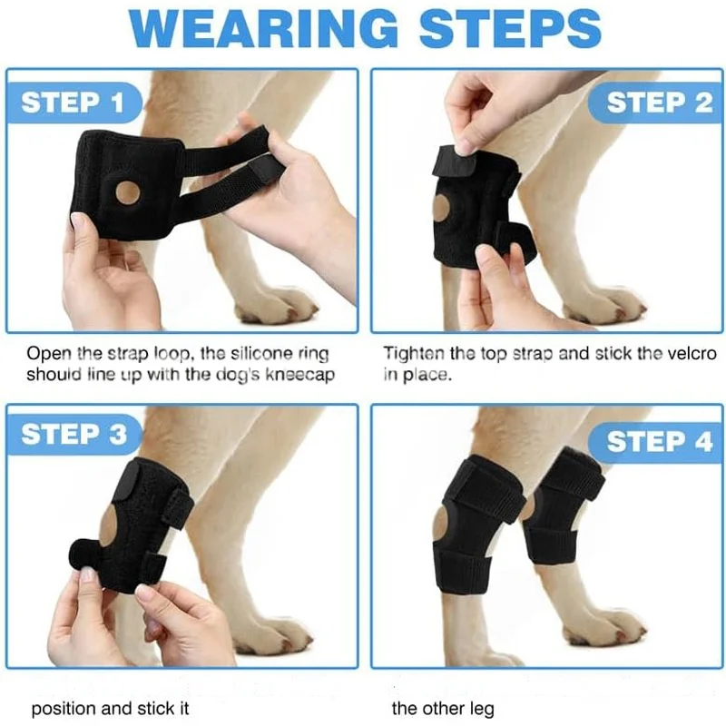 Protector de pierna para perro, rodillera con anillo de silicona de Gel, estabilizador de resorte, protección ajustable para aliviar el dolor para artritis - imagen 4