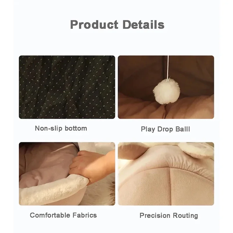 Cama tipo cueva autocalentable para gatos pequeños – cómoda y lavable - imagen 5