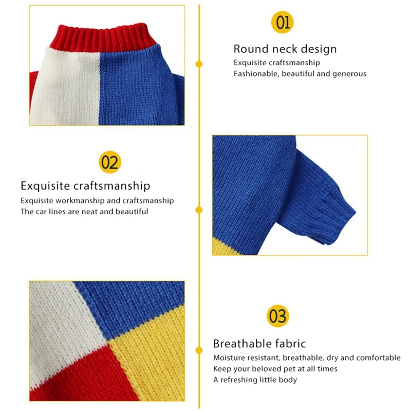 Ropa de invierno para perros, ropa tejida para mascotas para perros pequeños y medianos, suéter para cachorros Chihuahua, suéter para mascotas, ropa para perros puros Yorkshire - imagen 4