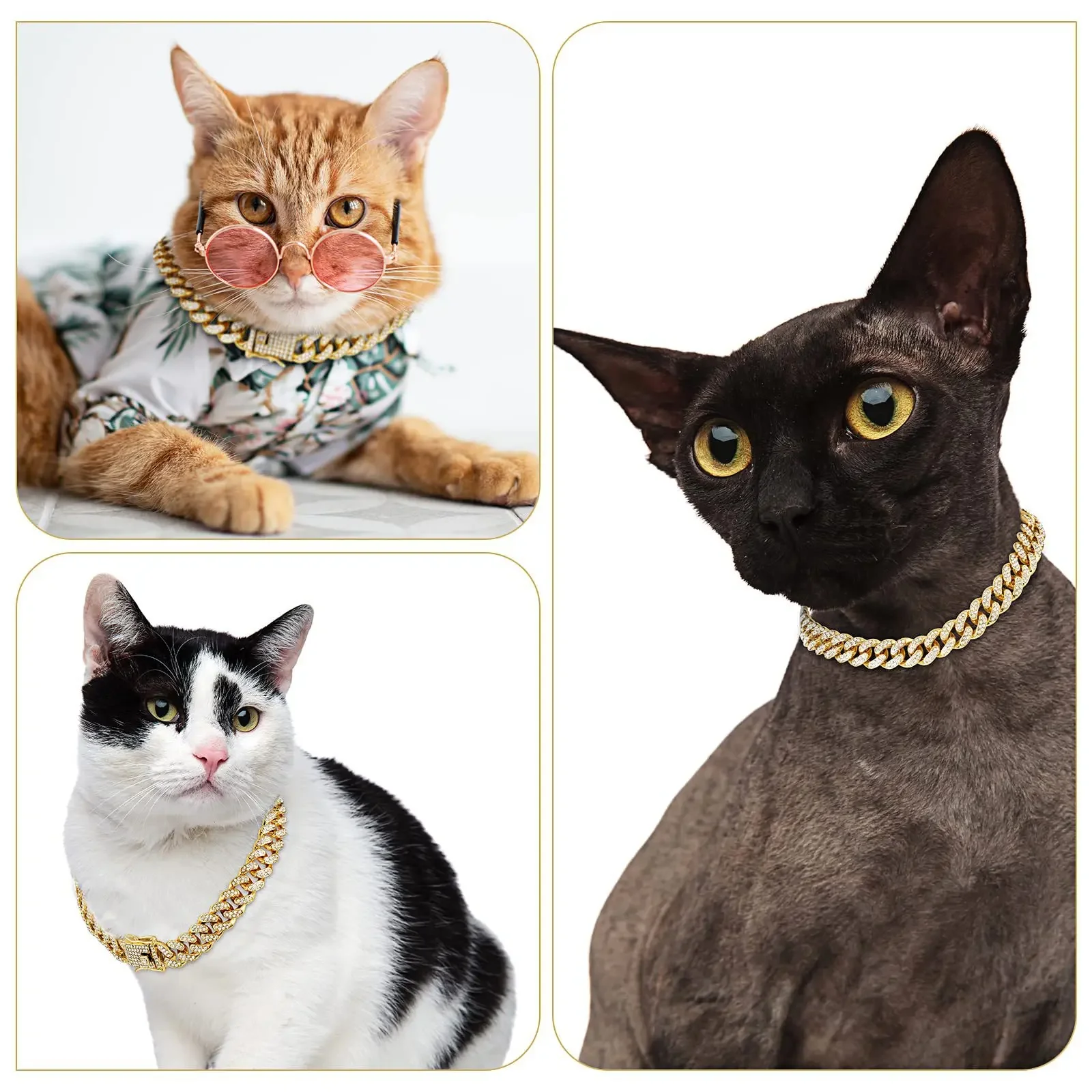 Collar para perro cadena cubana con diamantes y hebilla segura - imagen 3