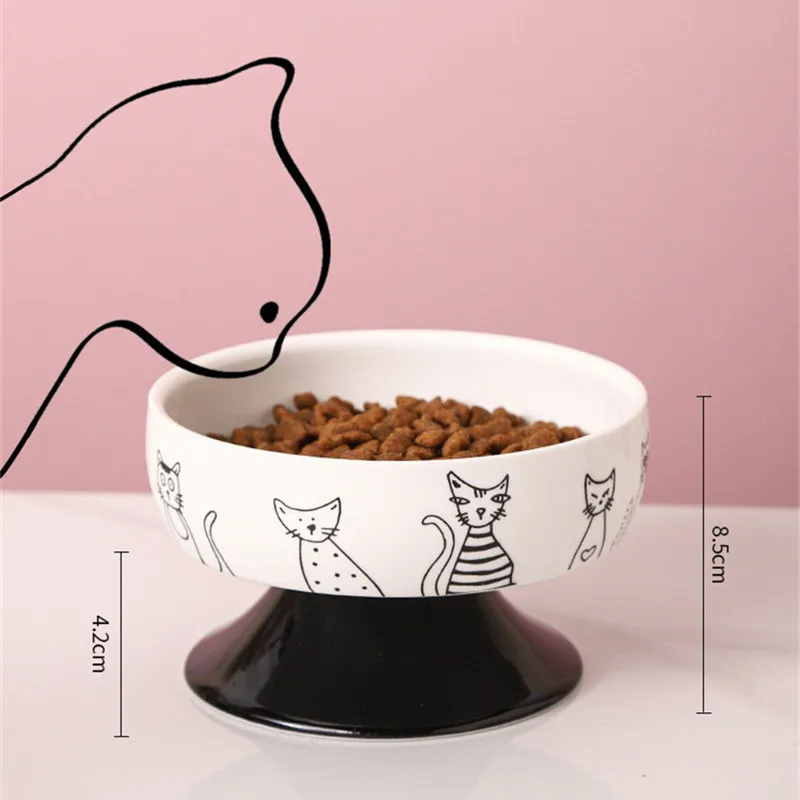 Cuenco negro para gatos, cuenco para beber para gatos, alimentador de comida para cachorros, cuencos de cerámica para gatos, cuencos para perros, suministros antigolpes para mascotas