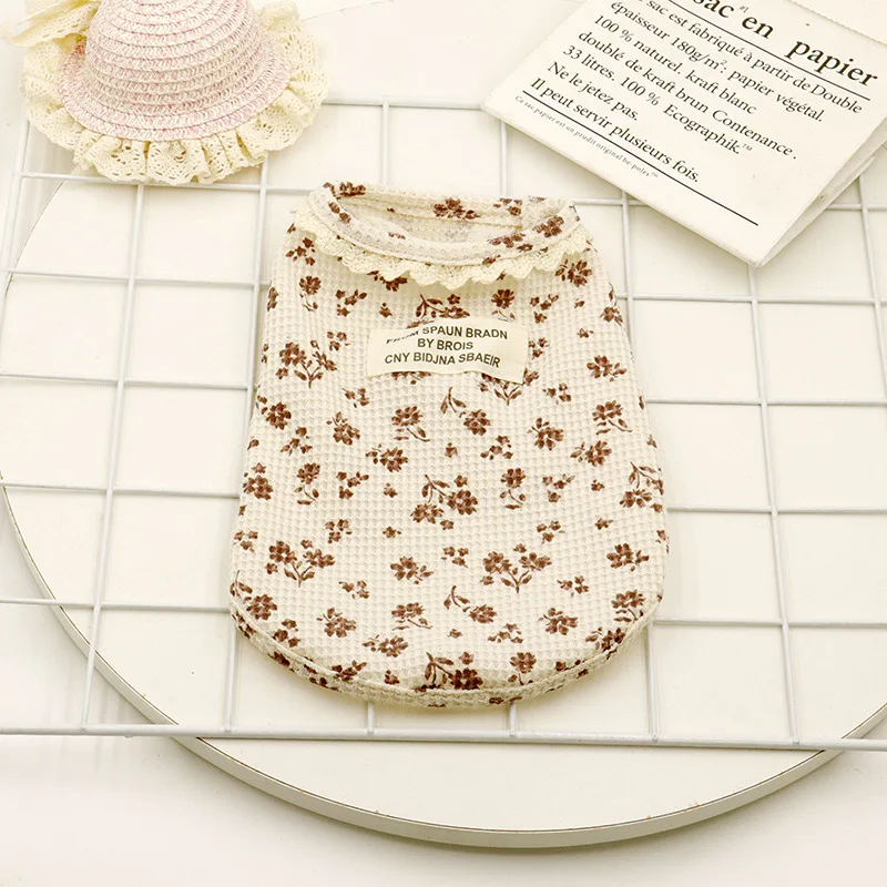 Chaleco de encaje Floral para mascotas, ropa de primavera para gatos, ropa para perros pequeños con leche, ropa para cachorros, chaleco para perros, camisa para perros - imagen 3