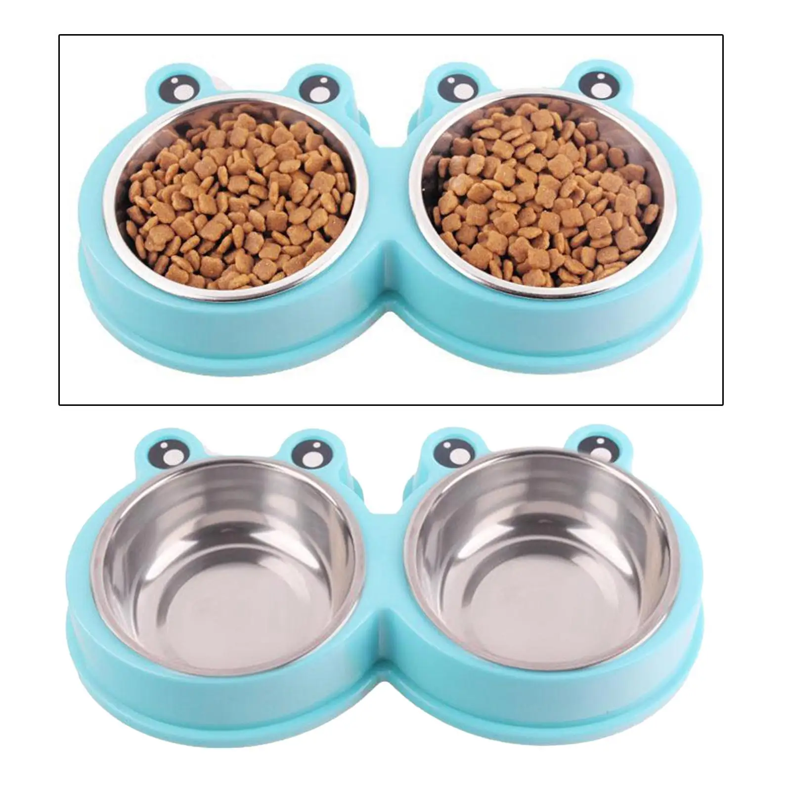 Dog Bowls Set, Double Stainless Steel Feeder Bowls and Non Skid Spill Proof Silicone Stand for Cats Puppies Dogs