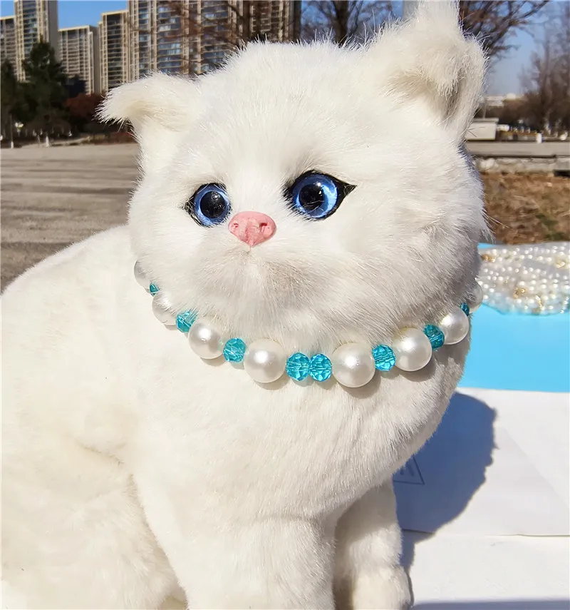 Nuevo Collar para mascotas, Collar de perlas para perros y gatitos, decoración de cristal ostentoso, Collar para gatos, accesorios ajustables para fiestas y vacaciones para gatos - imagen 5