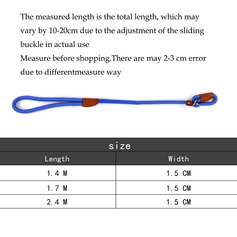 Cuerda antideslizante de nailon para perros, Collar de correa ajustable, lazo de sujeción deslizante, correa de mediana a grande, conveniente y duradero - imagen 3