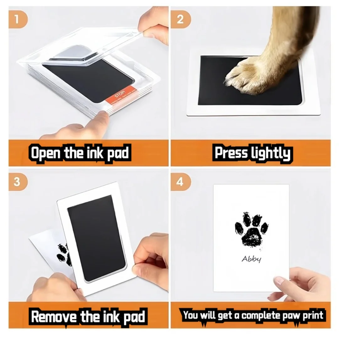 Impresiones de patas para mascotas, huellas para bebés, impresiones conmemorativas, colección segura y no tóxica, limpia la almohadilla de impresión sin lavar - imagen 5