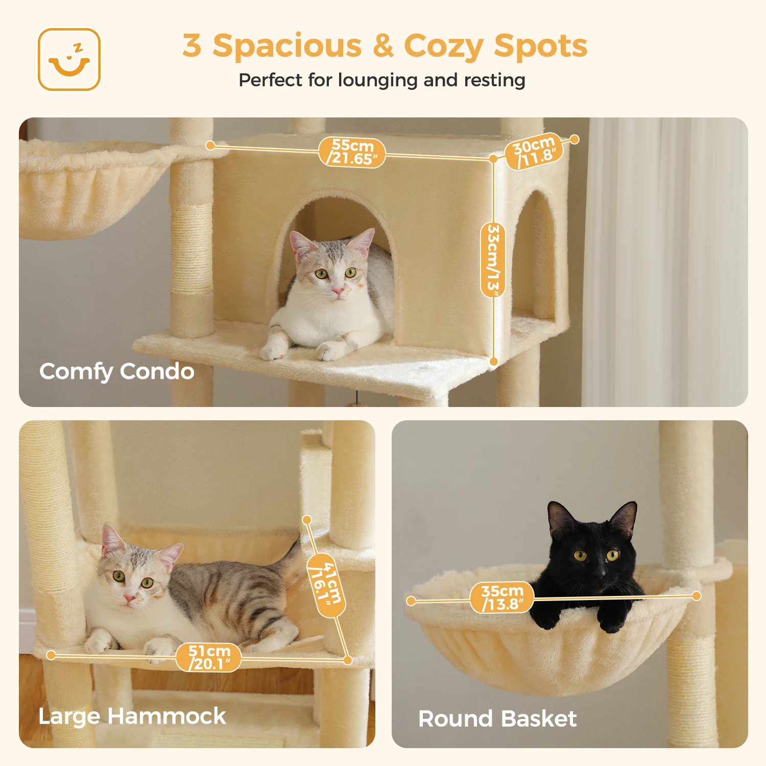 Large Cat Tree for Indoor Cats Multi-Level Cat Tower with Scratching Posts Soft Hammock Large Cat Condo Cat Accessories Cat Toys - imagen 5