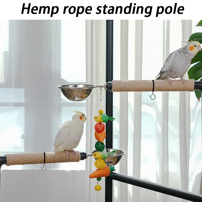 Soporte de suelo para pájaros y loros con cuencos y ruedas móviles - imagen 5
