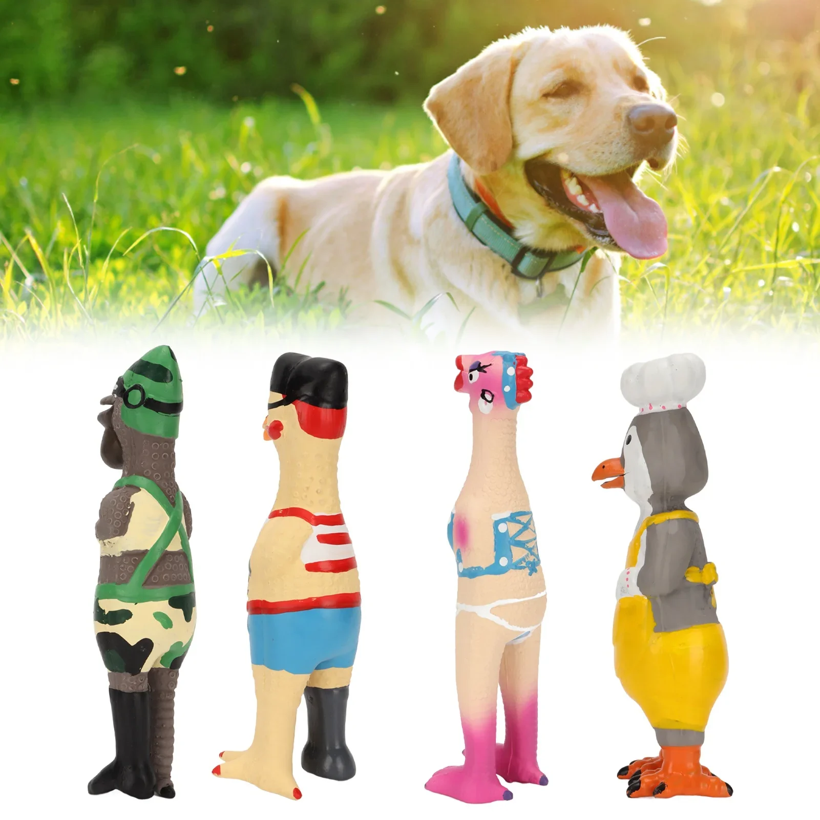 Juguete chirriante para perros pequeños y grandes, juguetes para masticar, pollo pirata de goma, divertidos juguetes chirriantes para perros, productos para perros - imagen 2