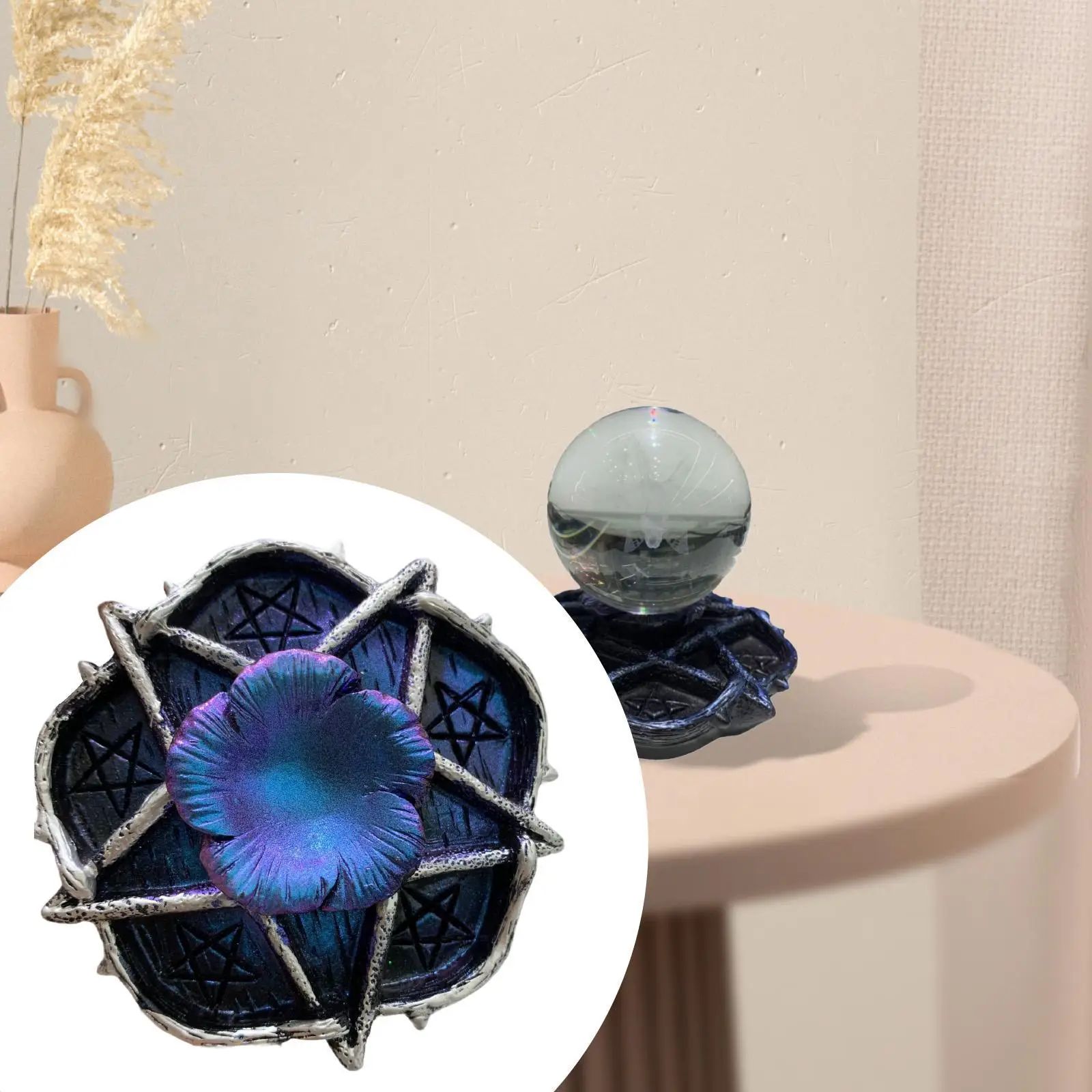 Ball Base Crafts for Home Decor Collectible Pentagram Star Flower Statue for Living Room Desktop Bedroom Cabinet Housewarming
