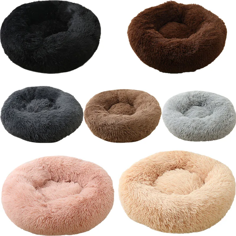 Cama larga de felpa para perros, sofá cama redondo de invierno, cesta, perrera para perros pequeños, cama antideslizante para dormir, manta, estera, suministros de productos para mascotas XS - imagen 4