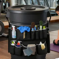 Organizador de bolsa de herramientas de cubo resistente de tela Oxford, organizador de herramientas de limpieza con múltiples bolsillos para limpiadores de casa