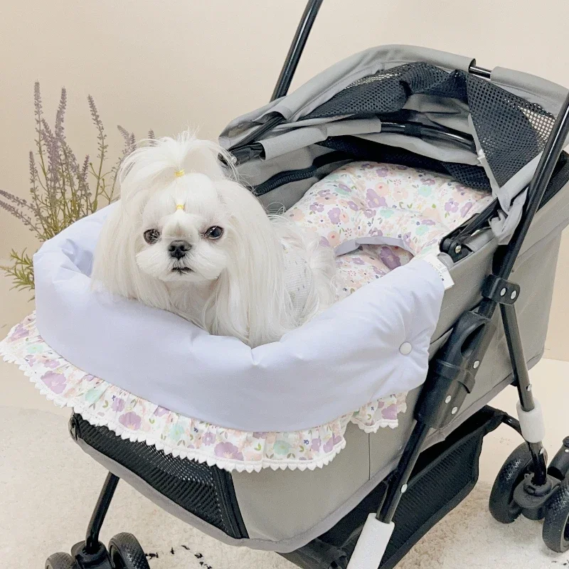 Cómodas almohadillas para borde de cochecito de perro, alfombrilla suave para cochecito de mascotas pequeñas y medianas, toallitas antisuciedad, alfombrilla de algodón Universal para las cuatro estaciones - imagen 3