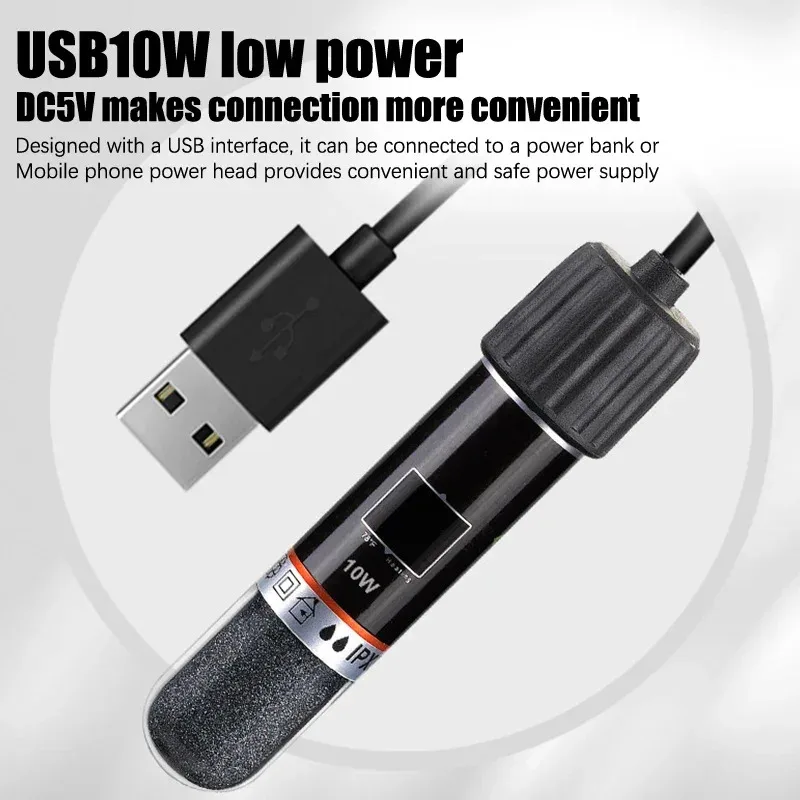 Varilla Calefactora USB 10W 26°C para Pecera Pequeña – Calentador Sumergible - imagen 5