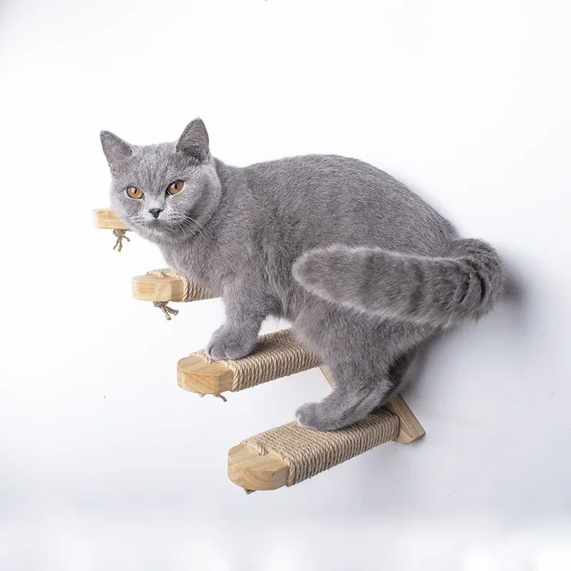 Escalera de cuerda de Sisal para gatos, marco de escalada antideslizante para gatos, árbol de madera para gatos, escaleras, tablero rascador para saltar, plataforma, muebles para mascotas