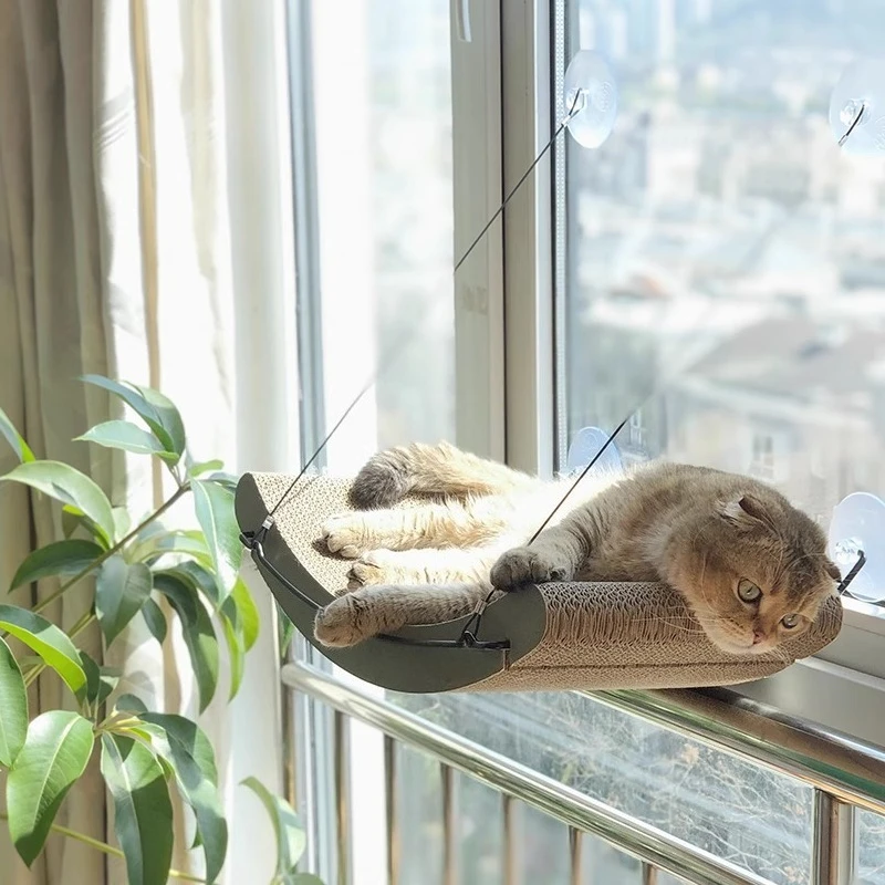 Hamaca para gatos, cama de seguridad para mascotas, camas con ventana para gatos, mascotas, gatitos, gatos, esteras para siesta, mesa, hamaca, casa para gatos, accesorios, suministros, producto - imagen 4