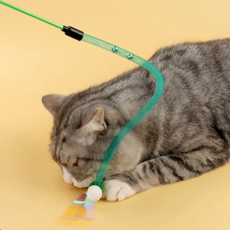 Juguete para gatos, palo de mariposa para gatos, red elástica, juguetes interactivos para gatos, pelota de lana resistente a mordeduras, juguetes para gatos, juguete para burlas con campana - imagen 2