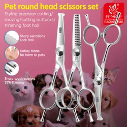 Tijeras grooming profesionales para perros y gatos con corte recto y curvado